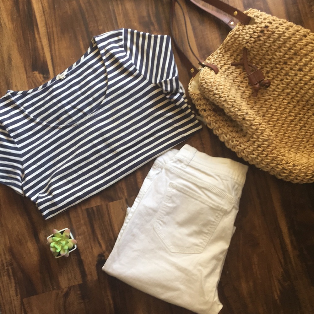White Denim Bermuda Shorts -10